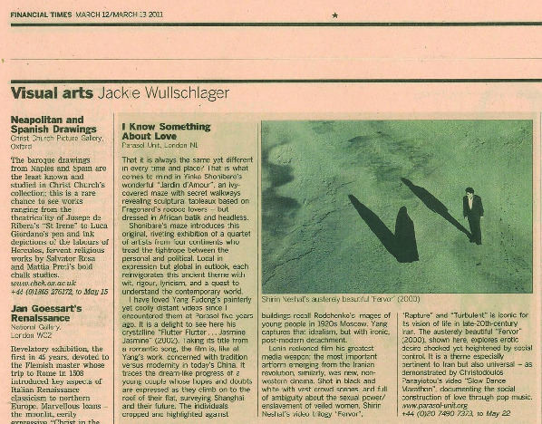 I Know Something About Love was Jackie Wullschlager’s critics’ choice in the Financial Times on Saturday, 12 March.